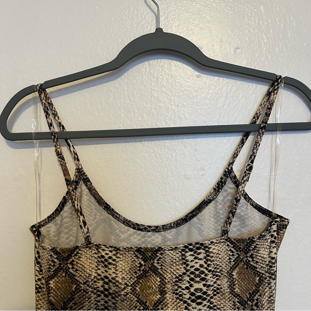 Fashion Nova Snake Print Adjustable Spaghetti Straps Mini Dress Size L - Picture 3 of 5